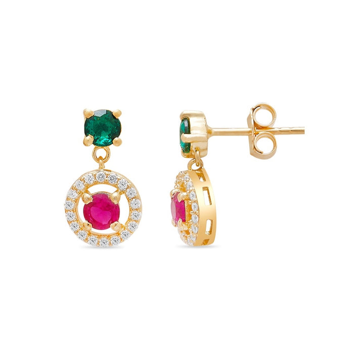 Golden Halo Sparkle Circle Gold Plated 925 Sterling Silver Earrings