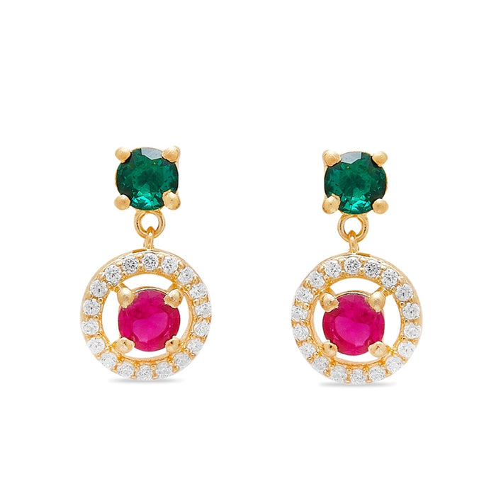 Golden Halo Sparkle Circle Gold Plated 925 Sterling Silver Earrings
