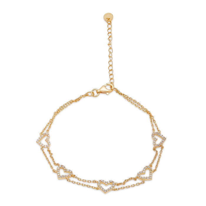 Golden Heartbeat 925 Sterling Silver Gold-Plated Heart Bracelet