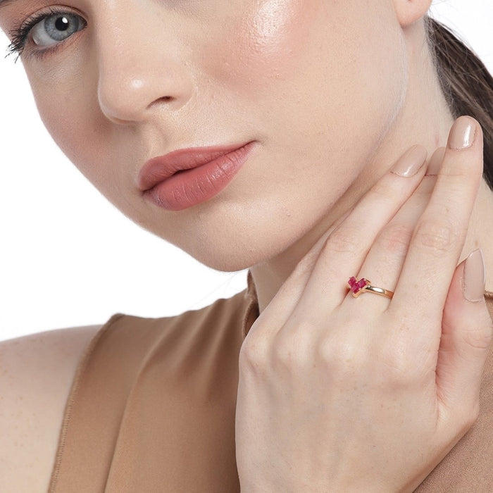 Golden Heartbeat Gold Plated 925 Silver Ring (Adjustable)