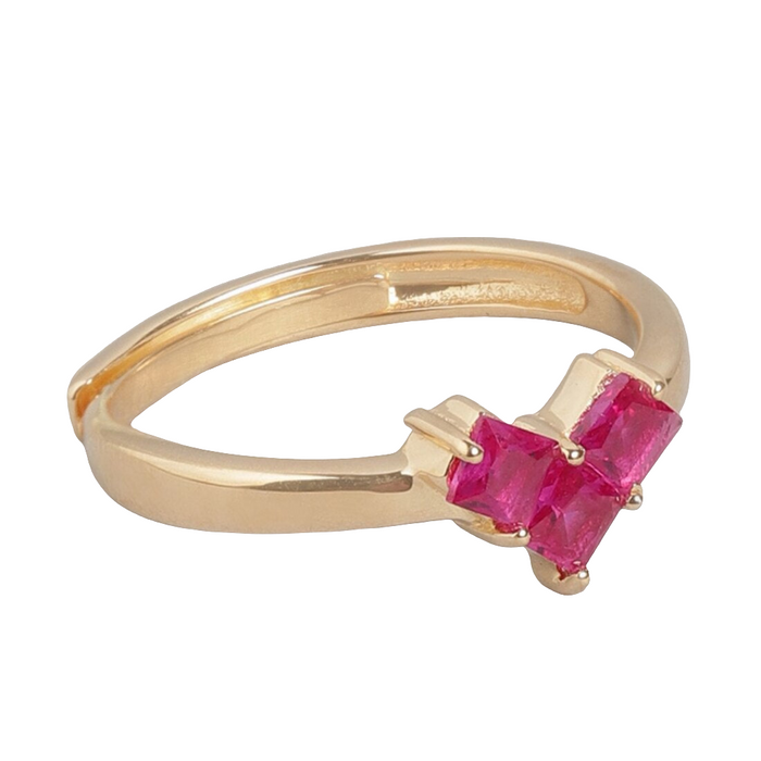 Golden Heartbeat Gold Plated 925 Silver Ring (Adjustable)