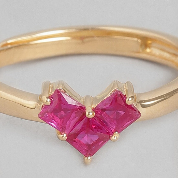 Golden Heartbeat Gold Plated 925 Silver Ring (Adjustable)