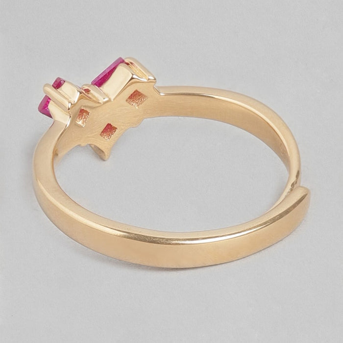 Golden Heartbeat Gold Plated 925 Silver Ring (Adjustable)