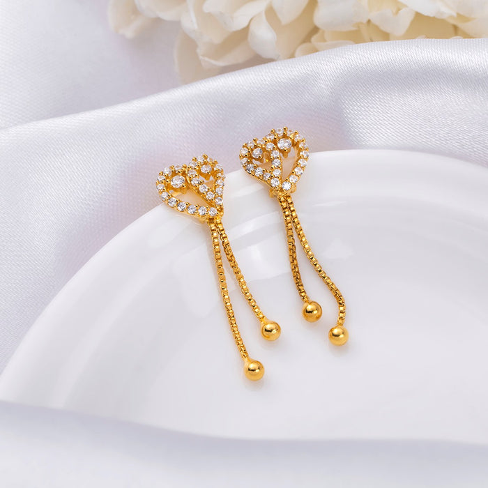 Golden Heartbeats 925 Sterling Silver Gold-Plated Heart Earrings