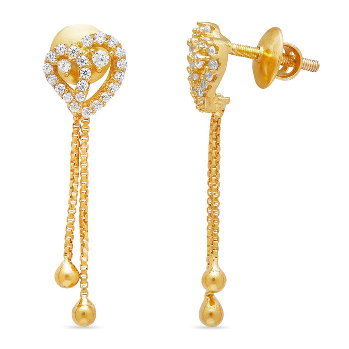 Golden Heartbeats 925 Sterling Silver Gold-Plated Heart Earrings