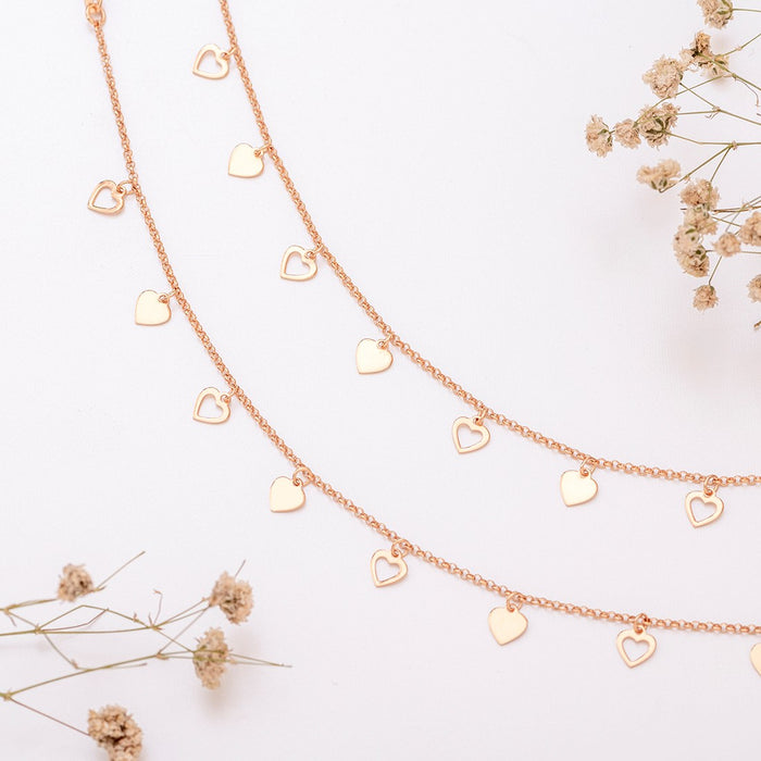 Golden Hearts 925 Sterling Silver Chain Anklet