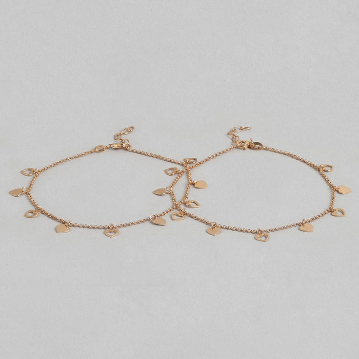 Golden Hearts 925 Sterling Silver Chain Anklet
