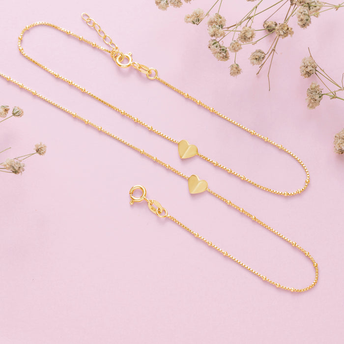 Golden Heartstrings Gold Plated 925 Sterling Silver Chain Anklet