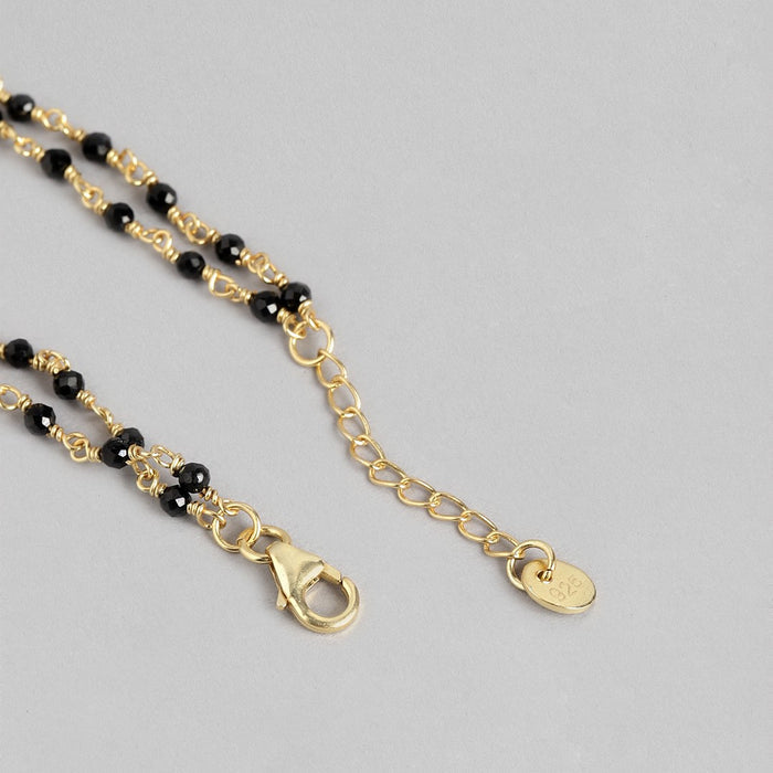 Golden Linkage Gold-Plated 925 Sterling Silver Bracelet with Beaded Chain