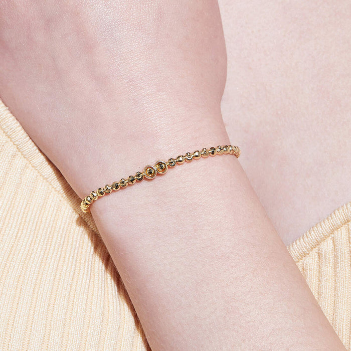 Golden Love Beads 925 Silver Stretchable Bracelet