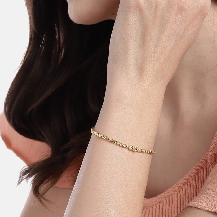 Golden Love Beads 925 Silver Stretchable Bracelet
