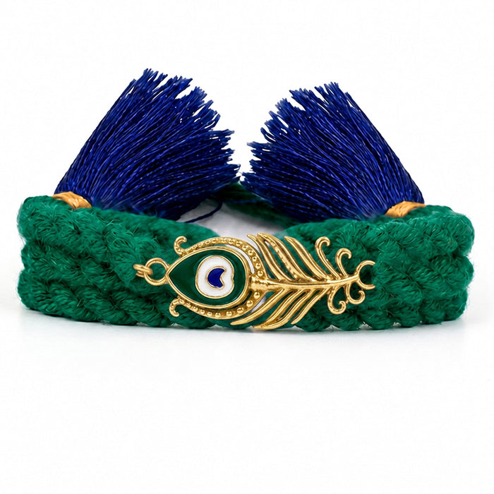 Golden Morpank Silver Rakhi for bhai
