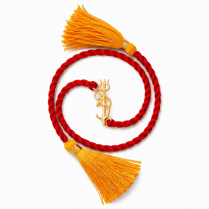 Golden Om Bond Gold Plated Silver Rakhi and Evil Eye Lumba Combo