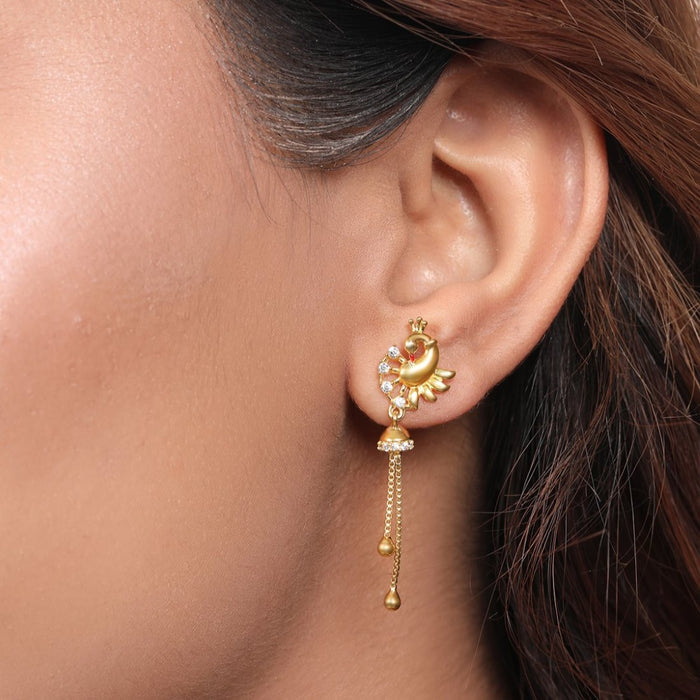 Golden Peacock Splendor 925 Sterling Silver Gold-Plated Earrings