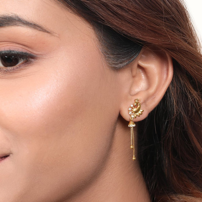 Golden Peacock Splendor 925 Sterling Silver Gold-Plated Earrings