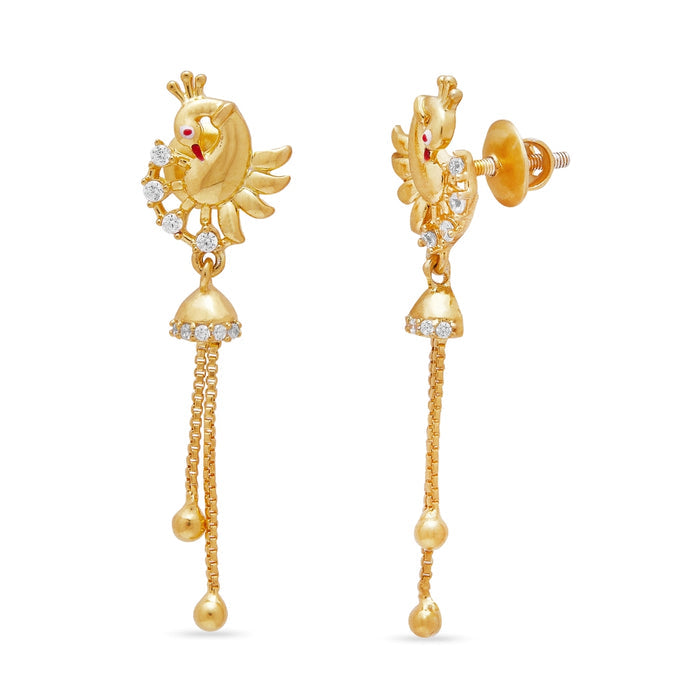 Golden Peacock Splendor 925 Sterling Silver Gold-Plated Earrings