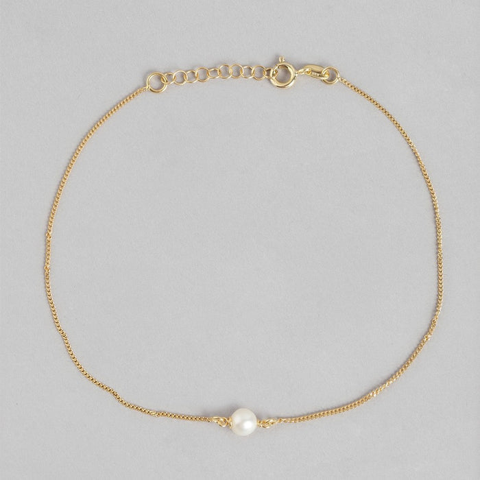 Golden Pearl Steps Gold Plated 925 Silver Chained Anklet