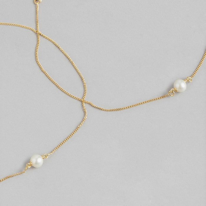 Golden Pearl Steps Gold Plated 925 Silver Chained Anklet
