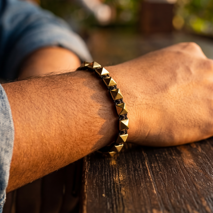 Golden Pyrite Pyramid Bracelet - view 2