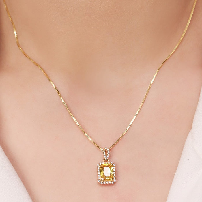 Golden Radiance 925 Sterling Silver Gold-Plated CZ Pendant with Chain