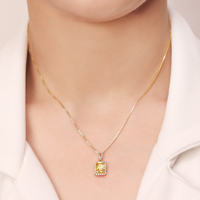 Golden Radiance 925 Sterling Silver Gold-Plated CZ Pendant with Chain