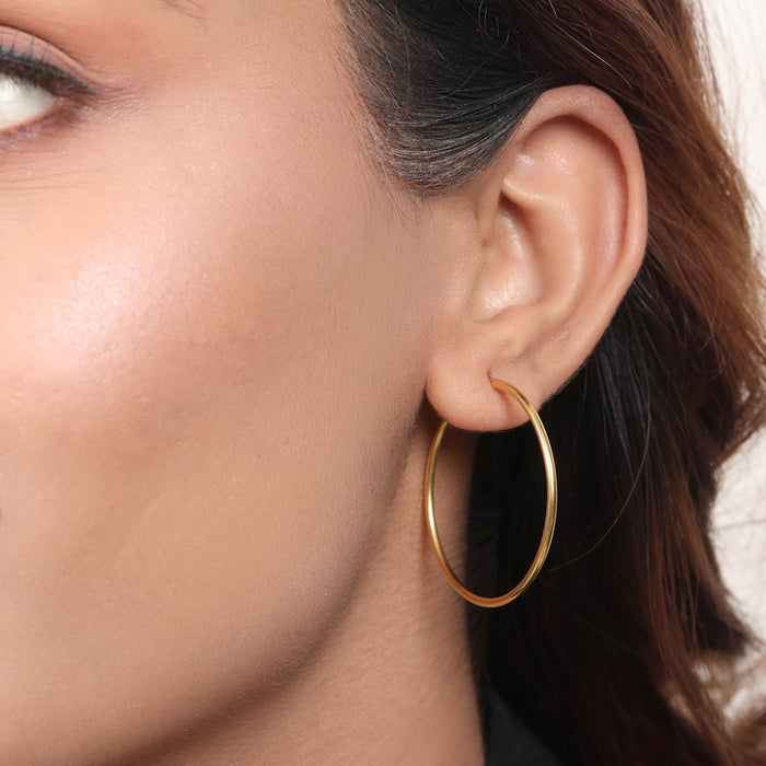 925 Sterling Silver Golden Radiance 925 Sterling Silver Hoop Earrings for Women – Zavya