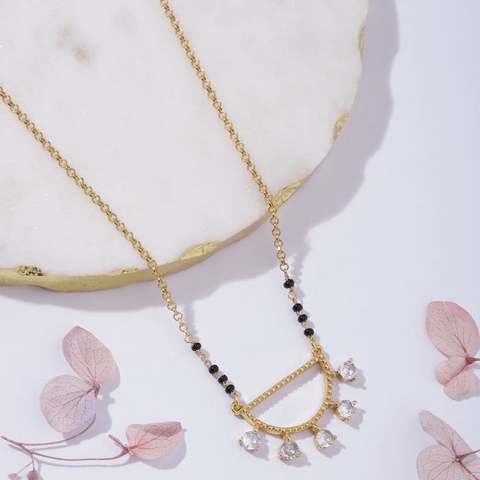 Golden Radiance 925 Sterling Silver Mangalsutra with Cubic Zirconia