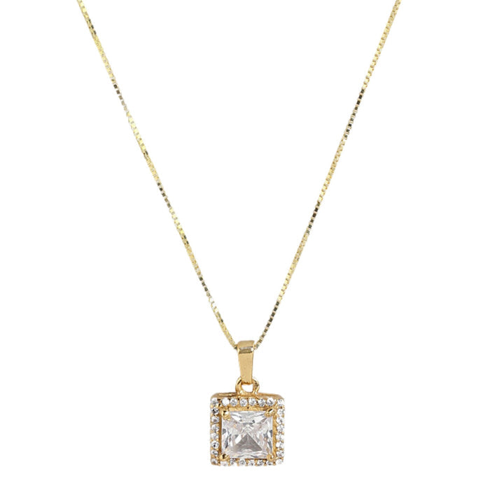 Golden Radiance Adjustable Gold-Plated CZ 925 Sterling Silver Pendant with Chain