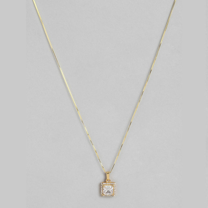 Golden Radiance Adjustable Gold-Plated CZ 925 Sterling Silver Pendant with Chain