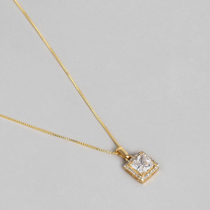 Golden Radiance Adjustable Gold-Plated CZ 925 Sterling Silver Pendant with Chain