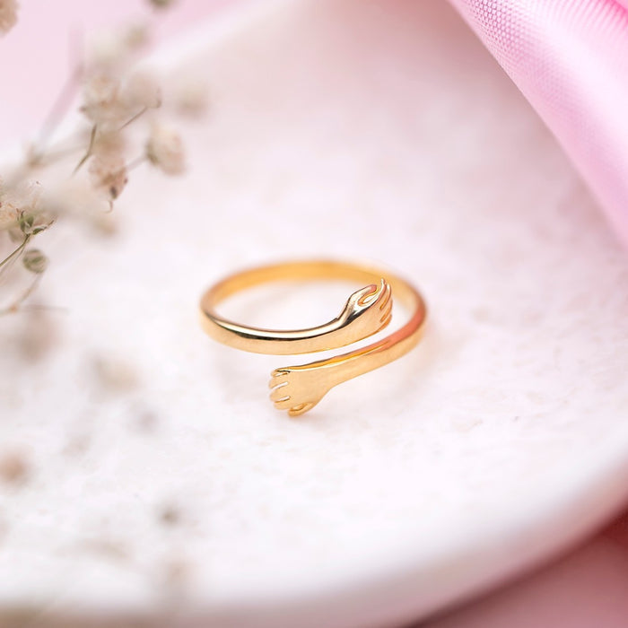 Golden Radiance Gold Plated 925 Sterling Silver Hug Ring (Adjustable)