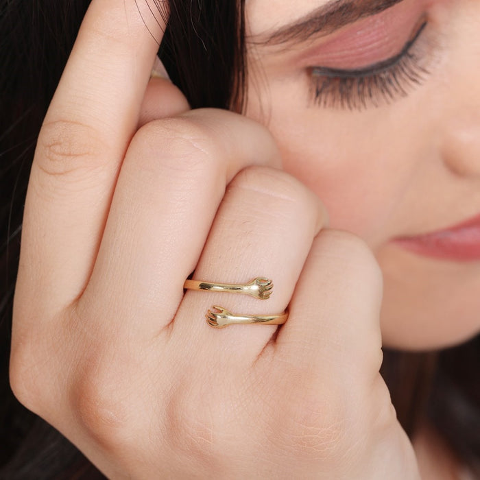 Golden Radiance Gold Plated 925 Sterling Silver Hug Ring (Adjustable)