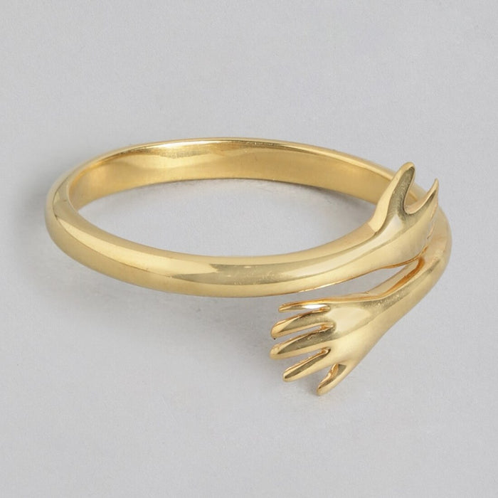 Golden Radiance Gold Plated 925 Sterling Silver Hug Ring (Adjustable)