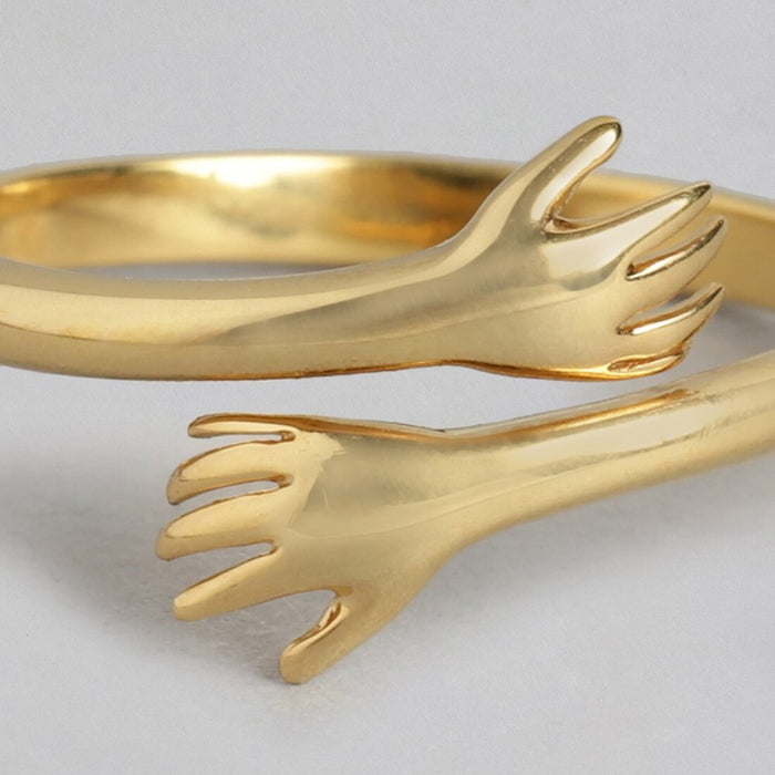 Golden Radiance Gold Plated 925 Sterling Silver Hug Ring (Adjustable)
