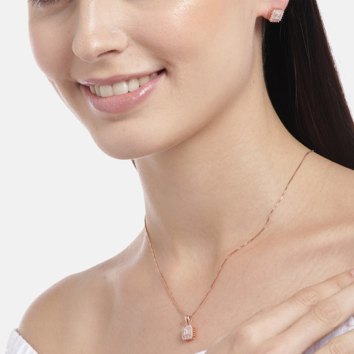 Golden Radiance Rose gold-Plated 925 Sterling Silver Jewelry Set