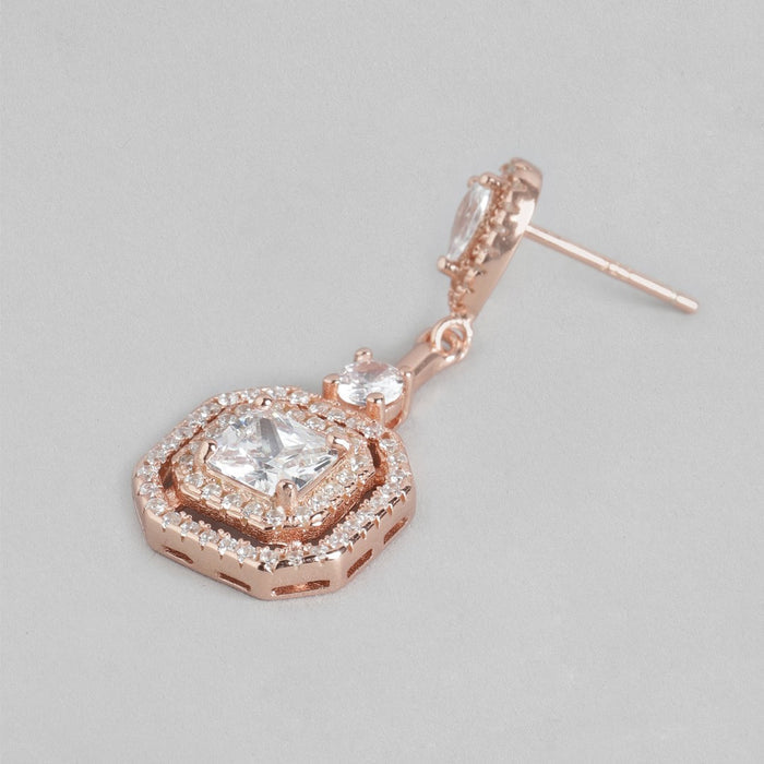 Golden Radiance Square Cubic Zirconia 925 Sterling Silver Earrings