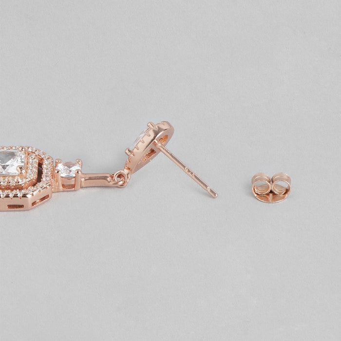 Golden Radiance Square Cubic Zirconia 925 Sterling Silver Earrings