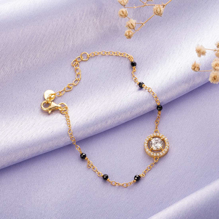 Golden Serenity 925 Sterling Silver Gold-Plated Bracelet with CZ