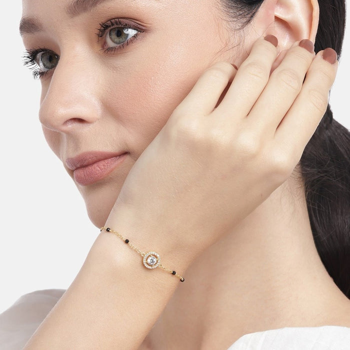 Golden Serenity 925 Sterling Silver Gold-Plated Bracelet with CZ