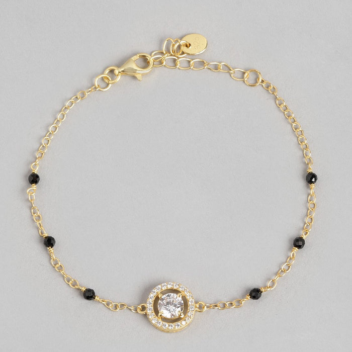 Golden Serenity 925 Sterling Silver Gold-Plated Bracelet with CZ