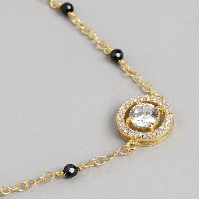 Golden Serenity 925 Sterling Silver Gold-Plated Bracelet with CZ