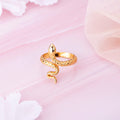 Golden Serpentess: Gold Plated 925 Sterling Silver Snake Ring (Adjustable)