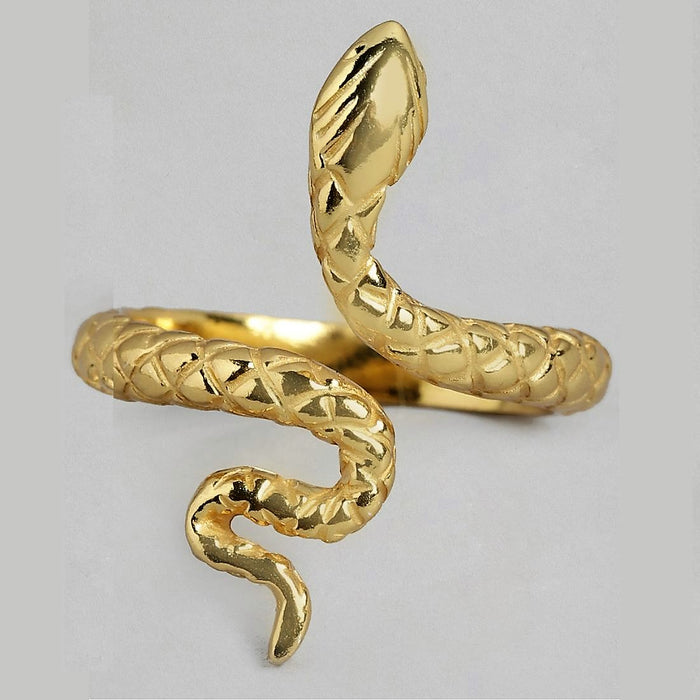 Golden Serpentess: Gold Plated 925 Sterling Silver Snake Ring (Adjustable)