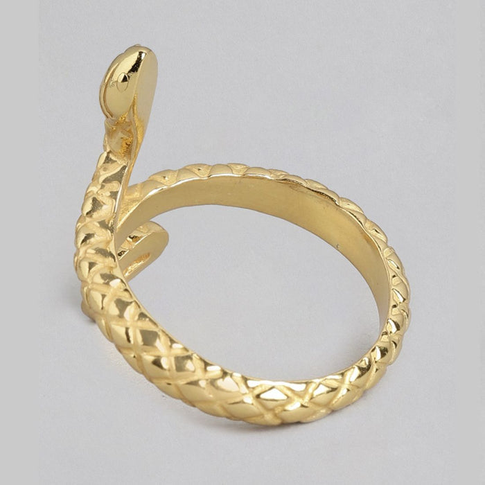 Golden Serpentess: Gold Plated 925 Sterling Silver Snake Ring (Adjustable)