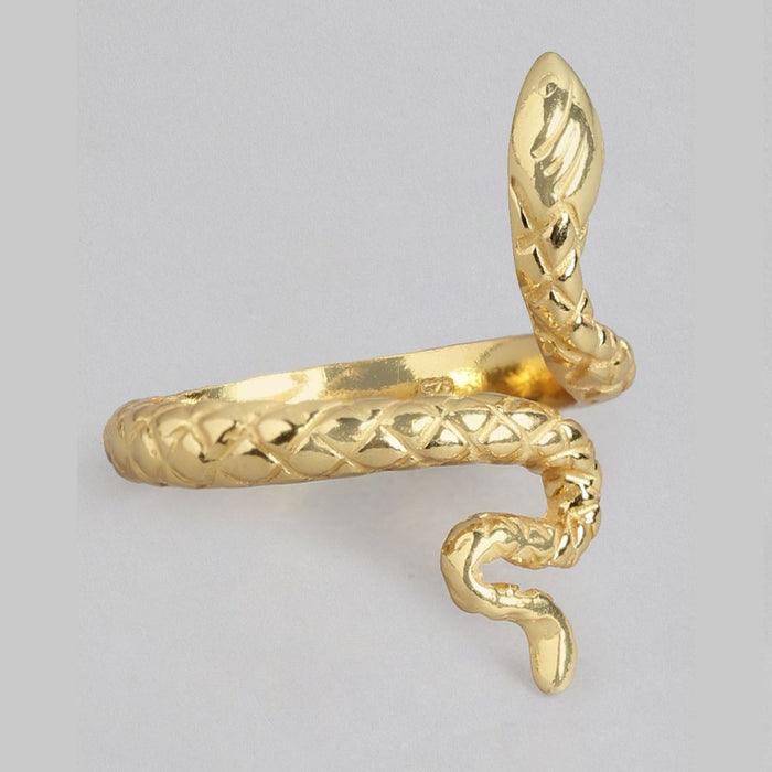 Golden Serpentess: Gold Plated 925 Sterling Silver Snake Ring (Adjustable)