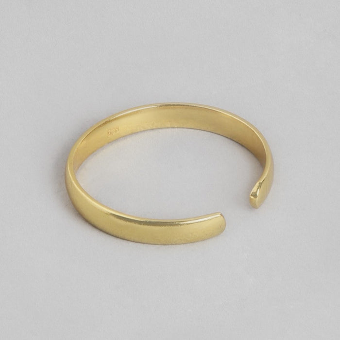 Golden Simplicity Gold-Plated 925 Sterling Silver Women's Ring (Adjustable)
