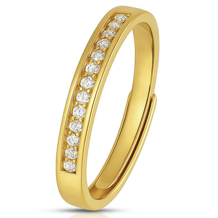 Adjustable gold plated 925 Sterling Silver ring for women with a single line of CZ stones – Zavya