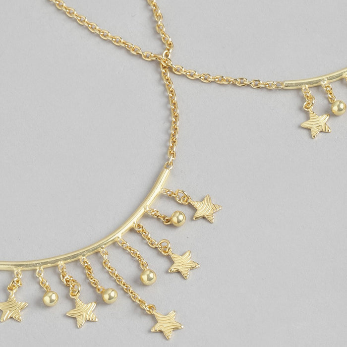 Golden Starry Cascade Gold-Plated 925 Sterling Silver Drop Stars Anklet