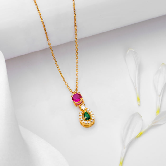 Golden Teardrop Gold Plated 925 Sterling Silver Necklace