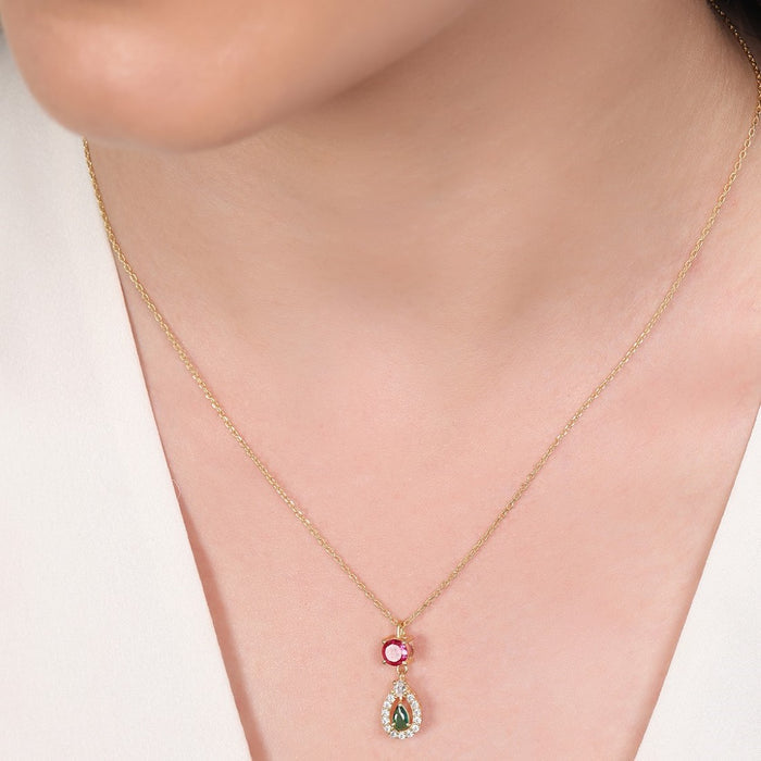 Golden Teardrop Gold Plated 925 Sterling Silver Necklace